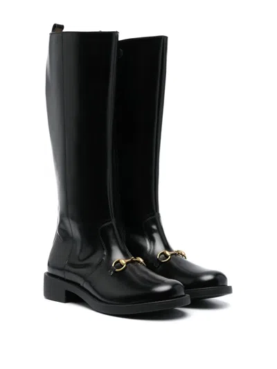 Gucci Horsebit-detail Leather Boots In Black