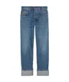 Gucci Horsebit-detail Low-rise Straight-leg Jeans In Blue