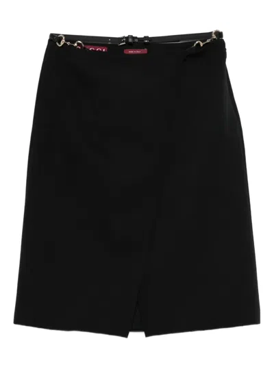 Gucci Horsebit-detail Midi Skirt In Black