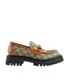 Gucci Horsebit-detail Monogram-pattern Loafers In Green