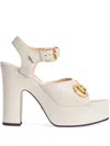 Gucci Horsebit Detail Platform Sandals In White
