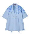 Gucci Midi Dress With Floral Embroidery And V-neckline In Blue