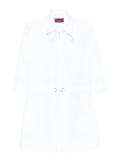 Gucci Horsebit-detail Poplin Dress In White