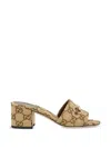 Gucci 55mm Siaga Gg Monogram Canvas Block-heel Sandals In Multi