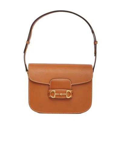 Gucci Horsebit-detail Shoulder Bag In Brown