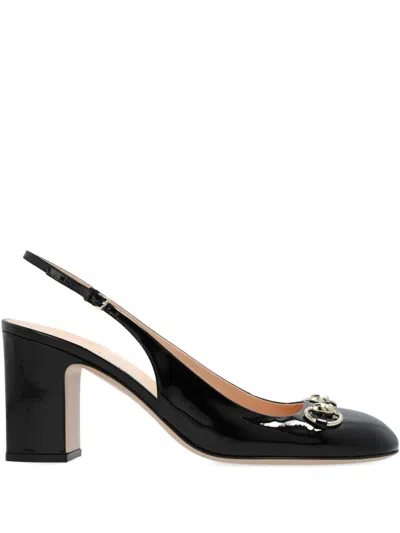 Pre-owned Gucci Horsebit-detail Slingback Pumps In Black