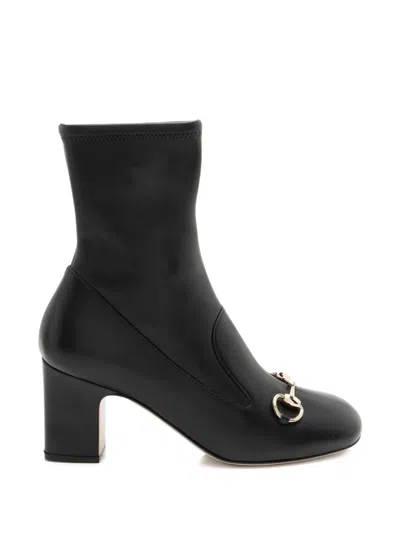 Pre-owned Gucci Horsebit-detail Square-toe Boots In Black