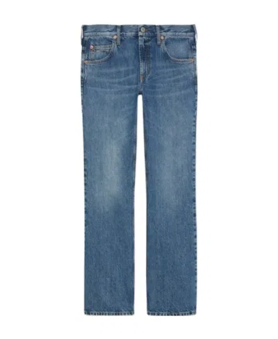 Gucci Horsebit-detail Straight-leg Jeans In Blue