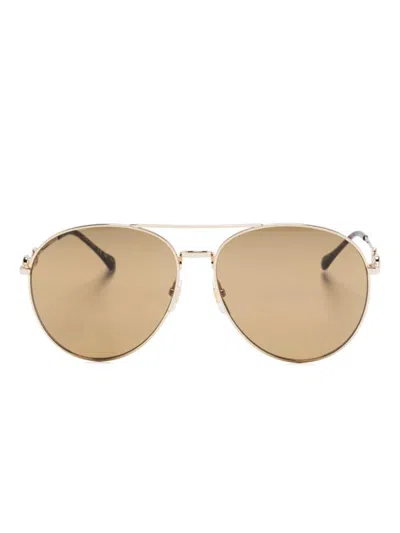 Gucci Horsebit-detail Sunglasses In Gold