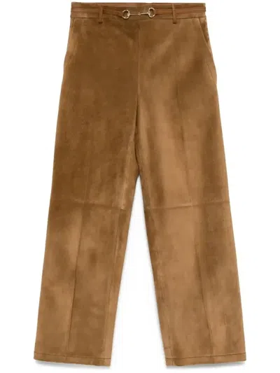 Gucci Horsebit-detail Trousers In Brown