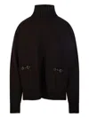 Gucci Wool And Cashmere Turtleneck Sweater With Horsebit In Brown