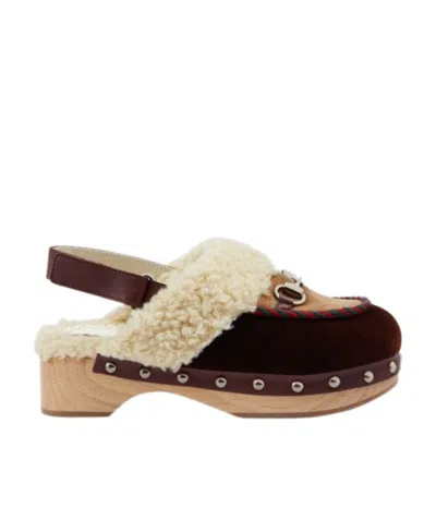 GUCCI HORSEBIT-DETAIL VELVET CLOGS