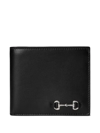 Gucci Compact Bi-fold Wallet Metal Clamp In Black