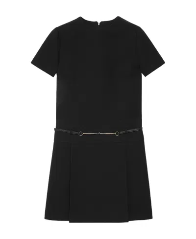 Gucci Horsebit-detail Wool Minidress In Black