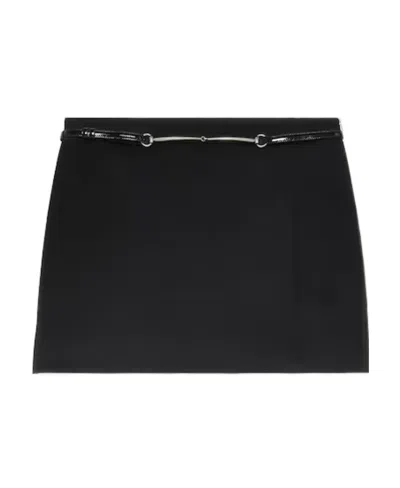 Gucci Horsebit-detail Wool Miniskirt In Black