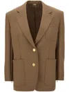 Gucci Oversized Wool Blazer With Back Clamp Detail In Brown