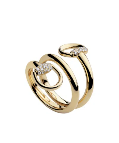 Gucci Horsebit Diamond 18k Contrarie Ring In Gold