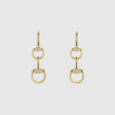 Gucci Horsebit Diamond 18k Earrings In Gold