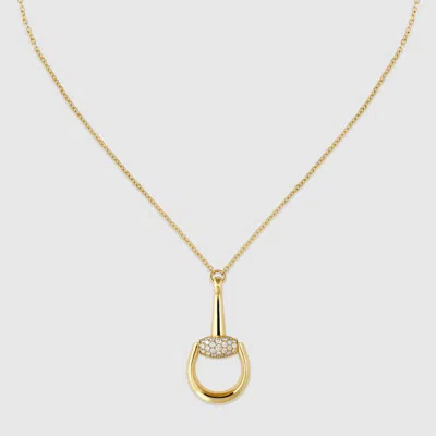 Gucci Horsebit Diamond 18k Pendant Necklace In Gold