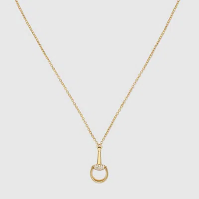 Gucci Horsebit Diamond 18k Pendant Necklace In Pink