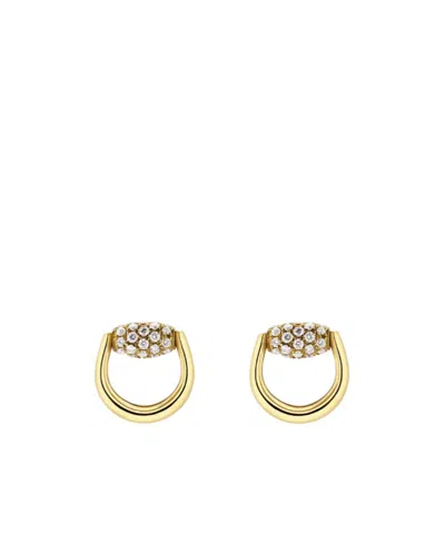 Gucci Horsebit Diamond 18k Stud Earrings In Gold