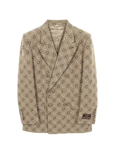 Pre-owned Gucci Horsebit Double-breasted Blazer In Neutral