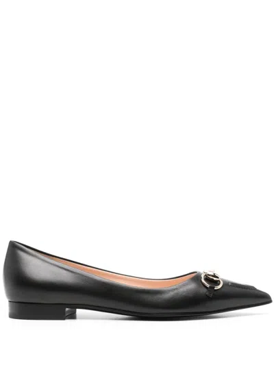 Gucci Women Black Heeled Ballerina Flats With Half Horsebit