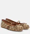Gucci Horsebit Embellished Canvas Ballet Flats In Brown