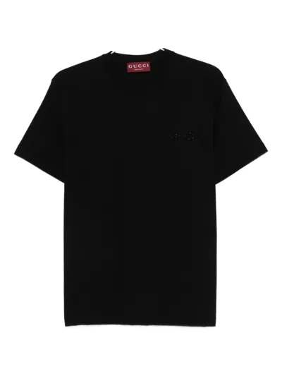 Gucci Women Cotton T-shirt With Frontal Horsebit In Black