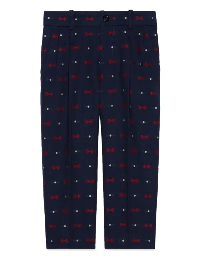 Gucci Kids' Horsebit-embroidered Straight-leg Trousers In Multi