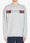 Gucci Men Grey Crewneck Sweatshirt With Logo Detail On The Front In Cotton Man In Gray