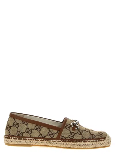 Gucci Horsebit Espadrilles Flat Shoes Beige
