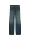 Gucci Denim Wide Leg Trousers Belt Loops Pockets In Blue