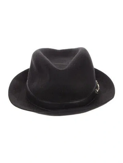 Pre-owned Gucci Horsebit Fedora Hat In Black