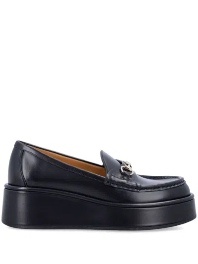 Gucci Idle Leather Bit Platform Loafers In Black