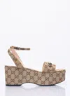 Gucci Damensandale Mit Plateausohle Und Horsebit In Beige