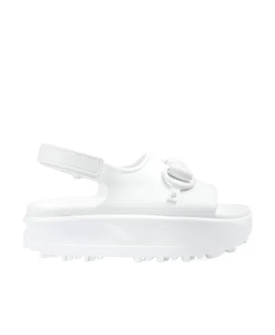 Gucci Horsebit Flatform Sandals In White