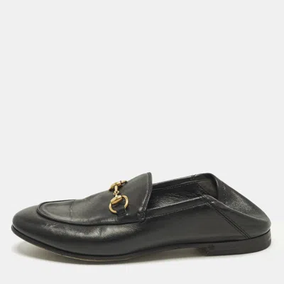 Pre-owned Gucci Horsebit Foldable Size 35 Black Leather Loafers