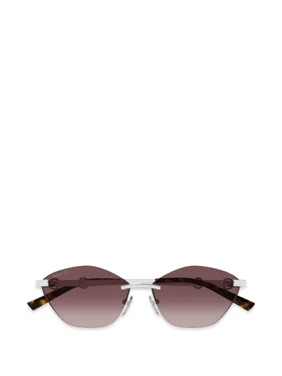 Gucci Horsebit Geometric-frame Sunglasses In Metallic