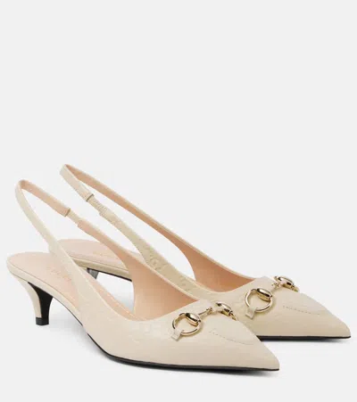 GUCCI HORSEBIT GG 45 LEATHER SLINGBACK PUMPS