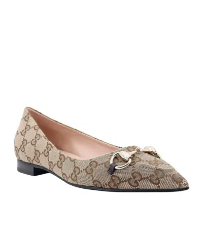 GUCCI GUCCI HORSEBIT GG SLIP-ON BALLERINA SHOES