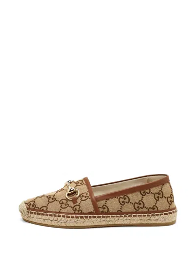Pre-owned Gucci Horsebit Gg Canvas Espadrilles In Neutral