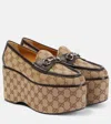 GUCCI HORSEBIT GG CANVAS PLATFORM LOAFERS