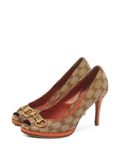 Pre-owned Gucci Horsebit Gg Canvas Pumps In Brown