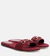 Gucci Horsebit Gg Canvas Slides In Burgundy