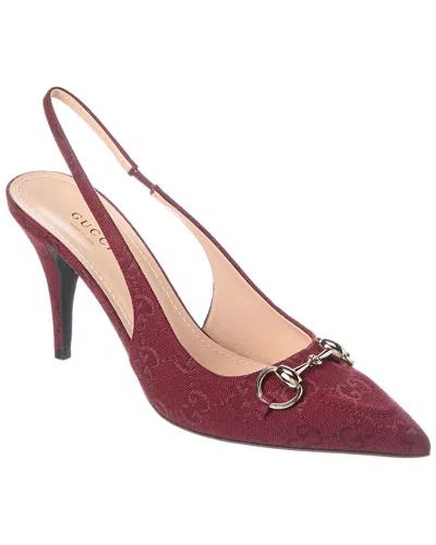 GUCCI GUCCI HORSEBIT GG CANVAS SLINGBACK PUMP