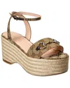 Gucci Horsebit Gg Canvas Wedge Sandal