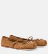 Gucci Beige Ballet Shoes With Horsebit And Bow Detail In Gg Canvas Woman In Braun