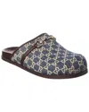 Gucci Horsebit Gg Denim & Leather Mule In Blue