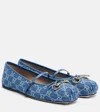 Gucci Signature Horsebit Detail Gg Monogram Ballet Flats In Blue